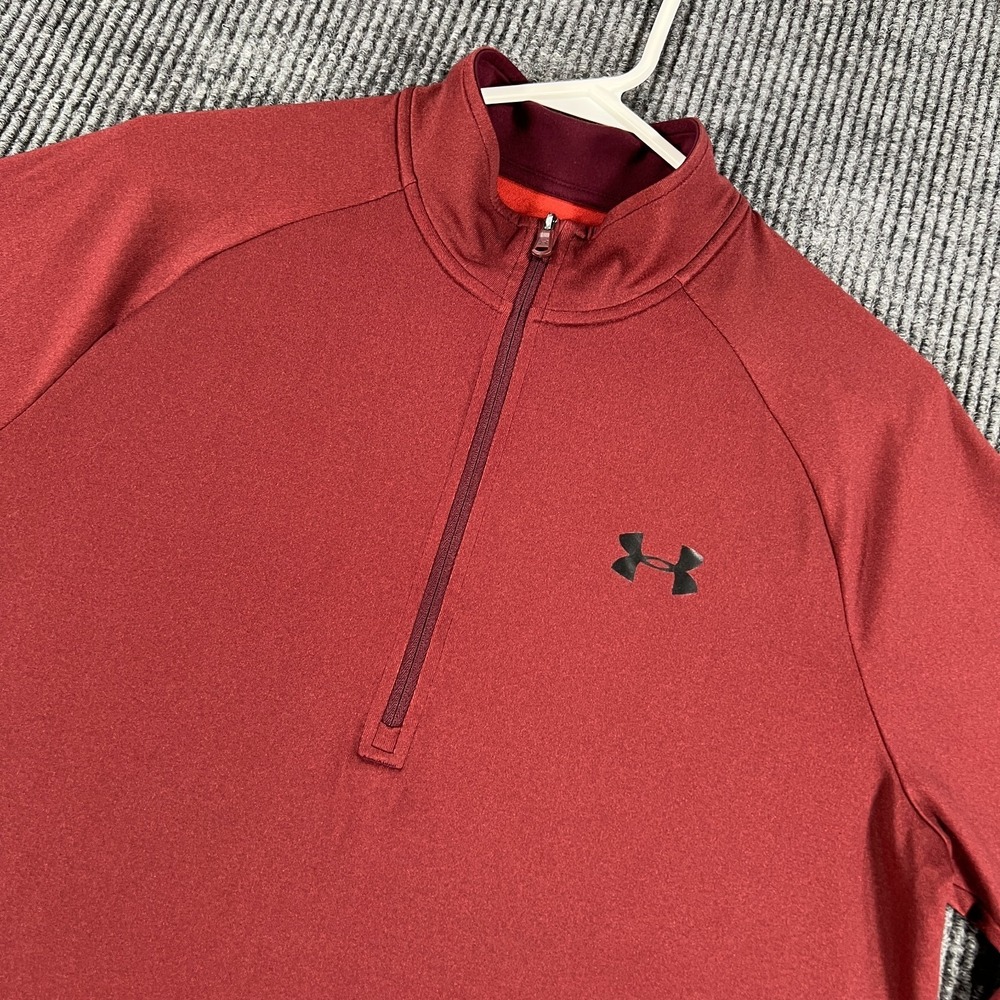 Under Armour Pullover Shirt Mens Medium Red Long Sleeve Loose‎ Fit 1/4 Zip
